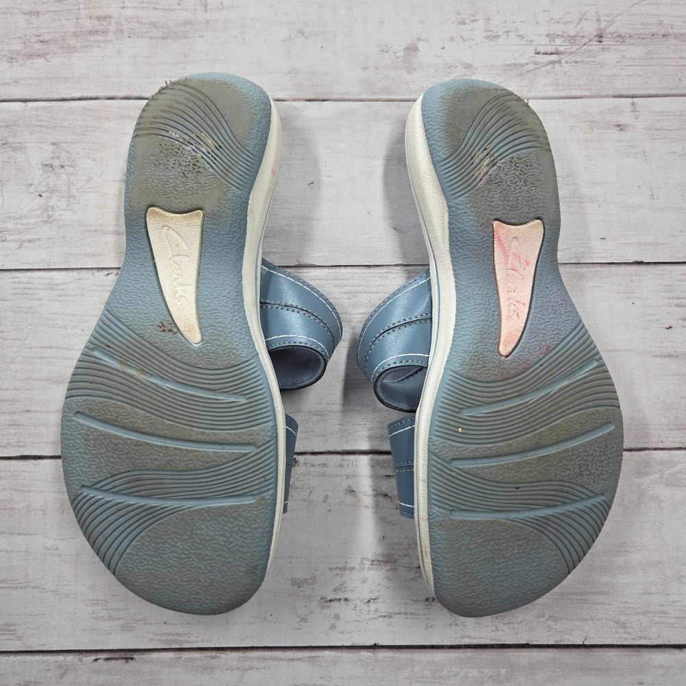 Clarks Cloudsteppers Slide Sandals Womens 6M Blue Cushion Soft Adjustable Straps - Picture 8 of 8